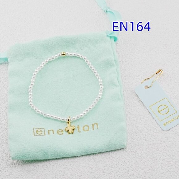 Enewton White Pearl Gold Cross Bracelet